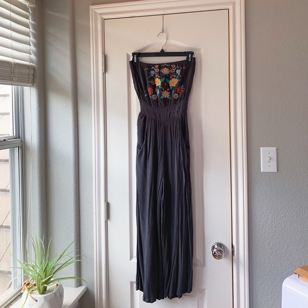 Coco + Jaimeson Grey & Floral Print Jumpsuit